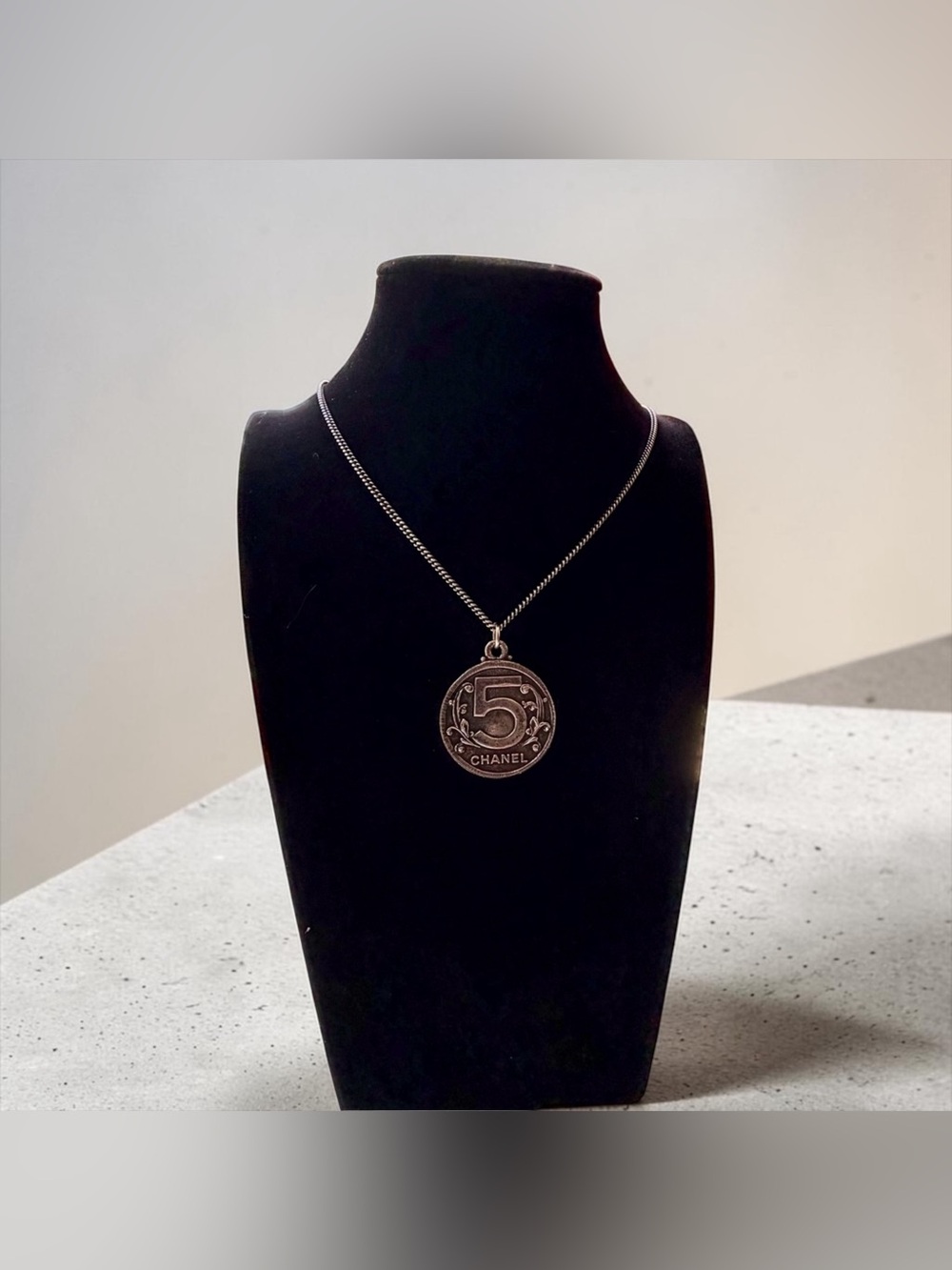 CHANEL Archival Reversible Mademoiselle Coco Profile & No. 5 Coin Necklace
